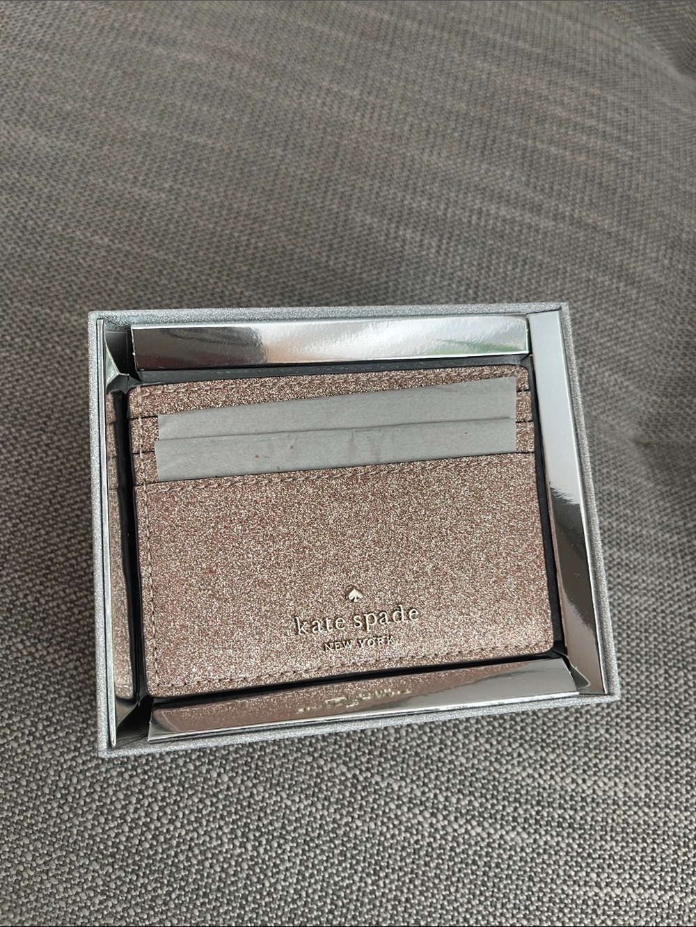 Kate Spade Glitter Small Slim Cardholder in Rose Gold (New)
